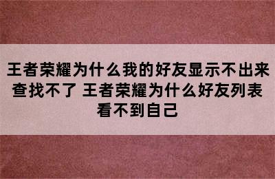 王者荣耀为什么我的好友显示不出来查找不了 王者荣耀为什么好友列表看不到自己